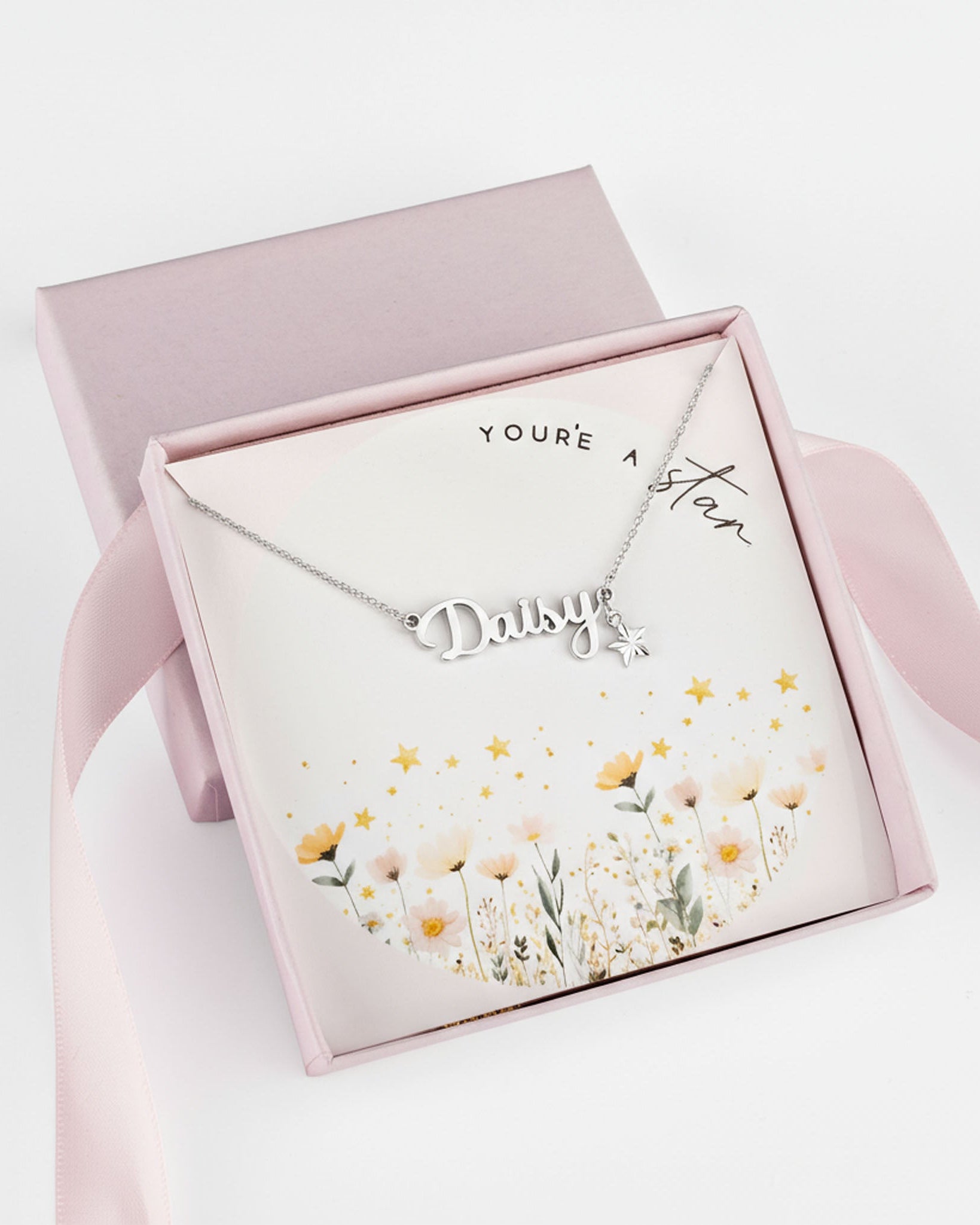 Silver / Style 1 / 14" Inches Necklace You’re A Star Kids Personalised Name Necklace & Star Charm Noa & Nellie You’re A Star Personalised Name Necklace – Kids & Children’s – Gold, Silver & Vermeil