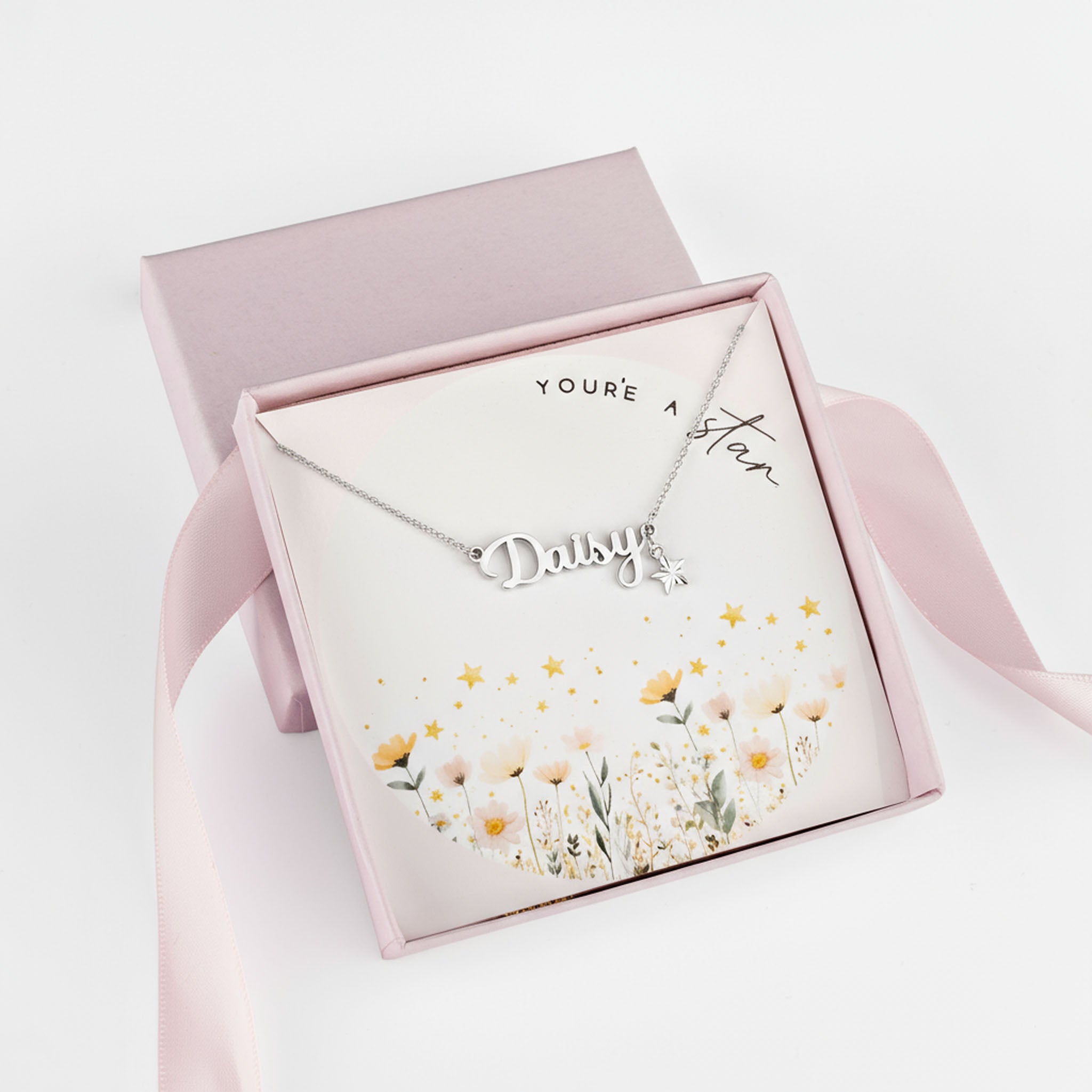 Silver / Style 1 / 14" Inches Necklace You’re A Star Kids Personalised Name Necklace & Star Charm Noa & Nellie You’re A Star Personalised Name Necklace – Kids & Children’s – Gold, Silver & Vermeil