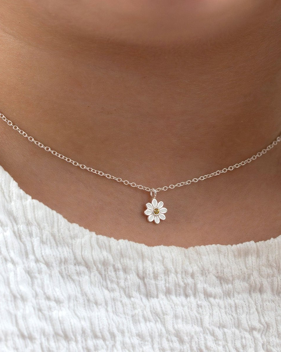 Noa & Nellie Necklace Sterling Silver Kids Daisy Flower Sterling Silver Necklace