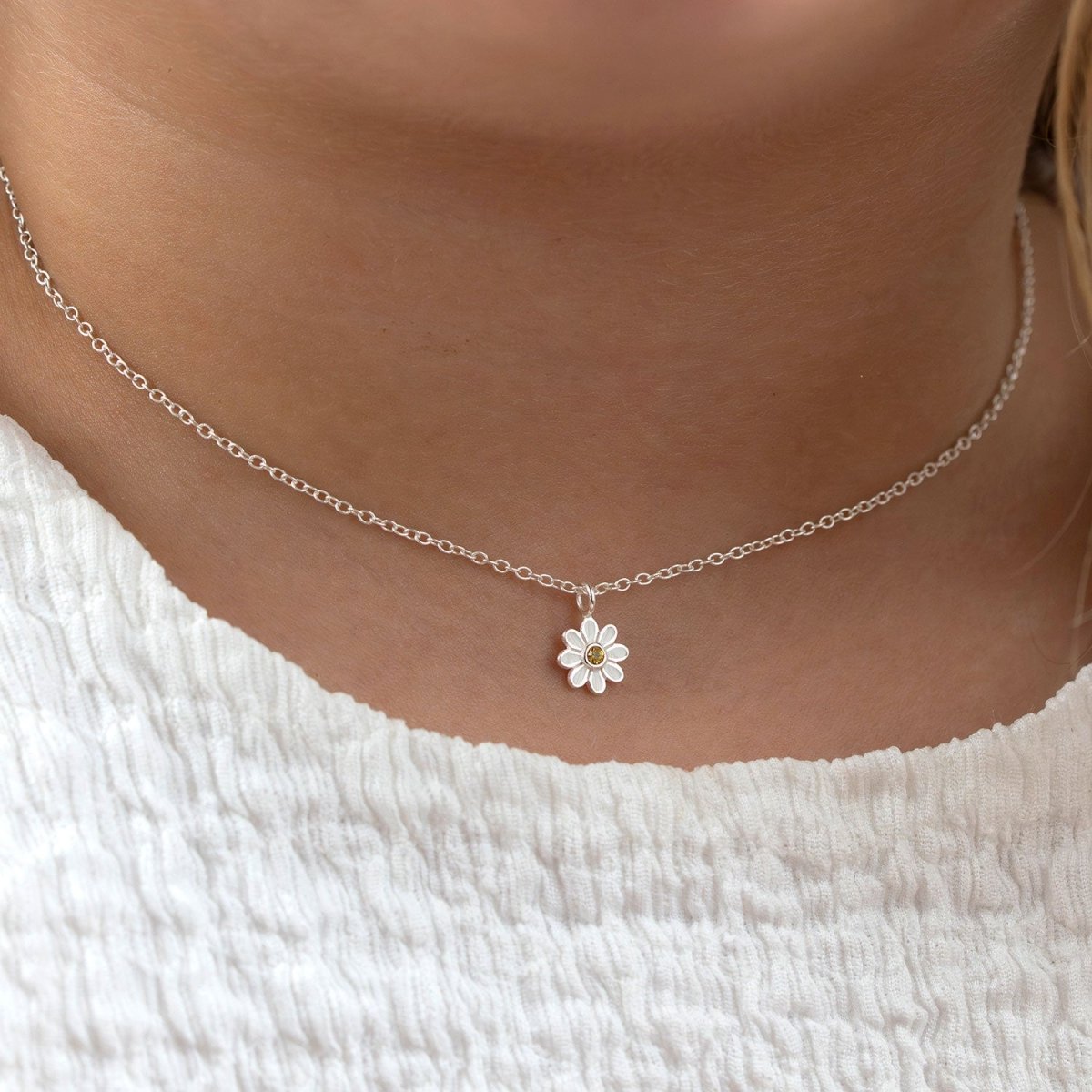 Noa & Nellie Necklace Sterling Silver Kids Daisy Flower Sterling Silver Necklace
