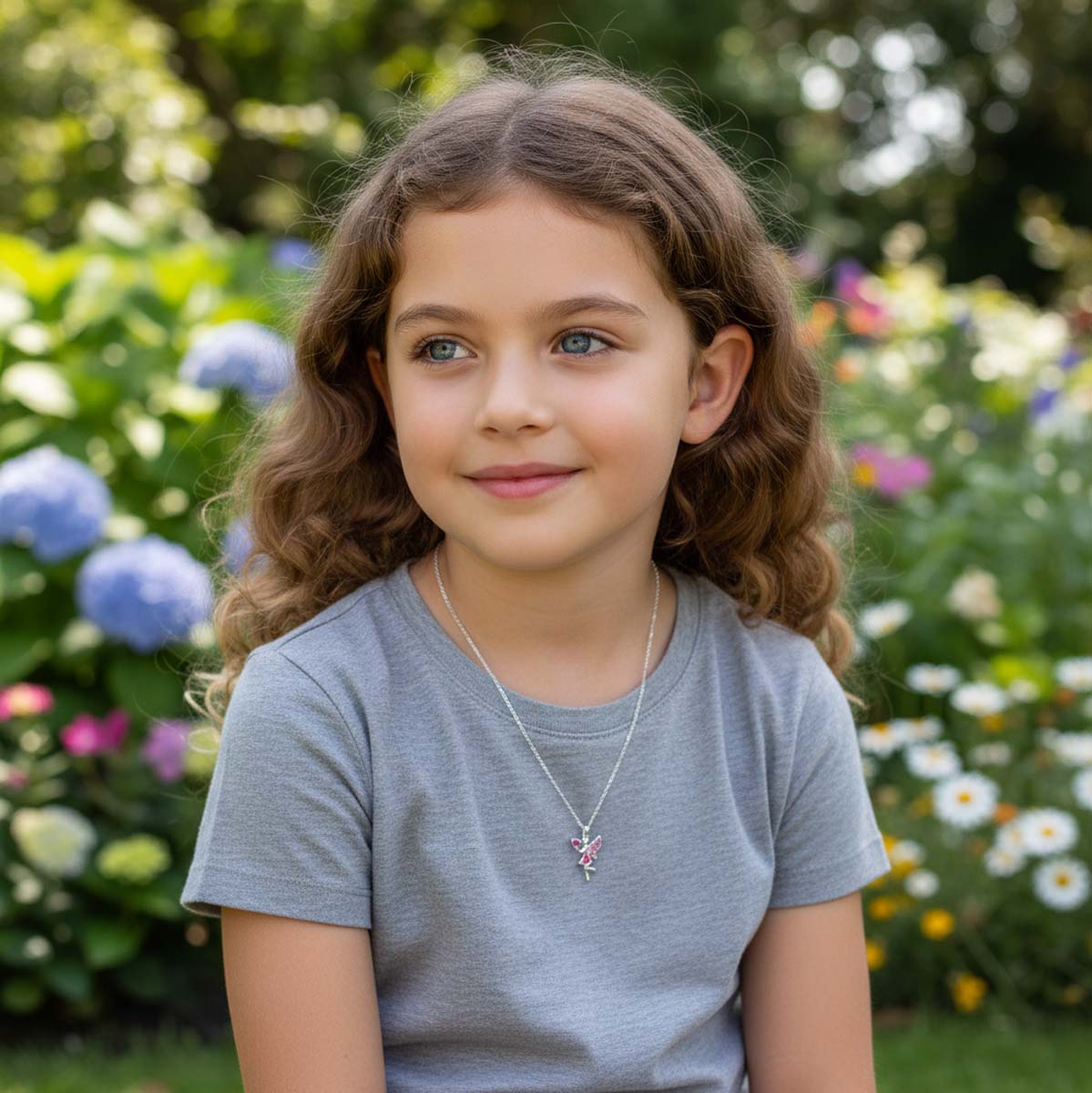 Sterling Silver Necklace Kids Fairy Sterling Silver Necklace Noa & Nellie Pink Fairy Kids Necklace – Sterling Silver Charm for Children