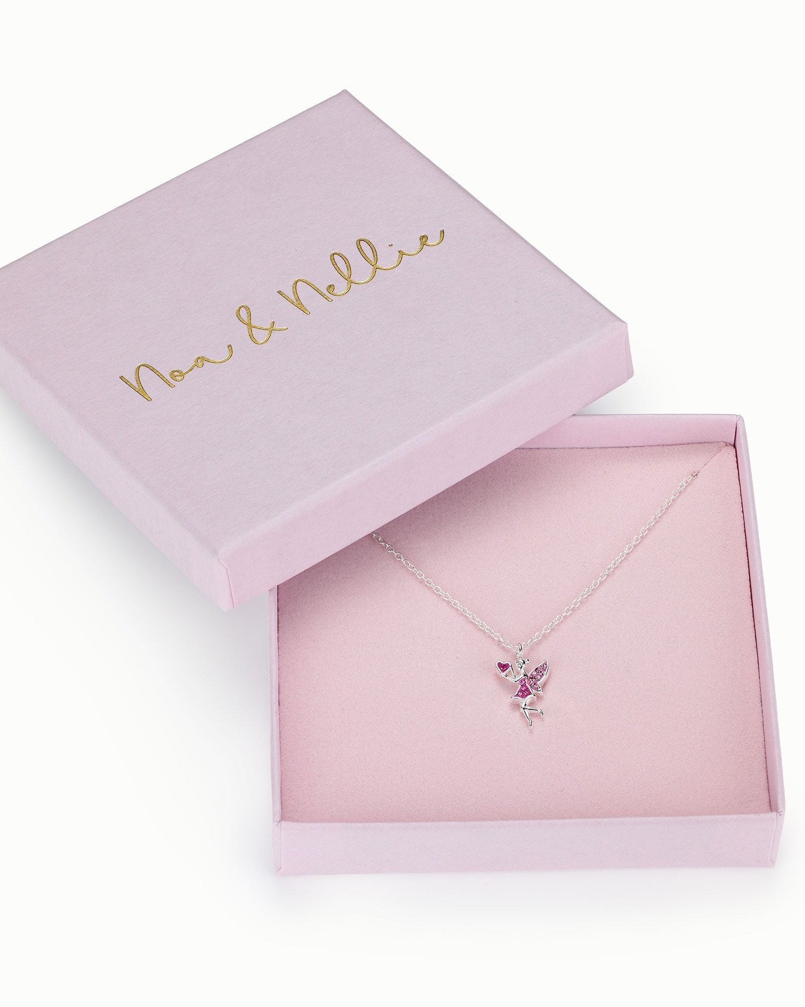 Sterling Silver Necklace Kids Fairy Sterling Silver Necklace Noa & Nellie Pink Fairy Kids Necklace – Sterling Silver Charm for Children