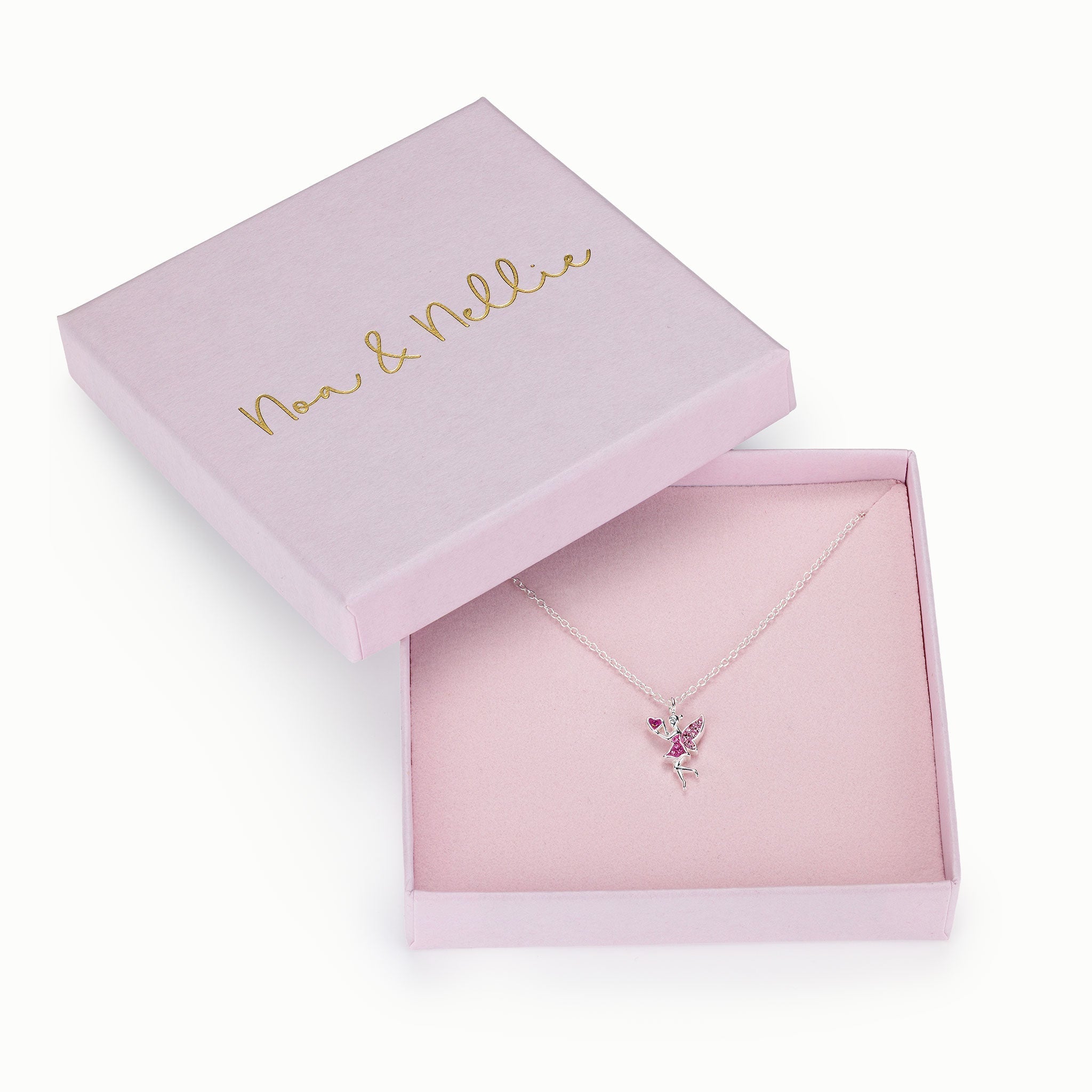 Sterling Silver Necklace Kids Fairy Sterling Silver Necklace Noa & Nellie Pink Fairy Kids Necklace – Sterling Silver Charm for Children