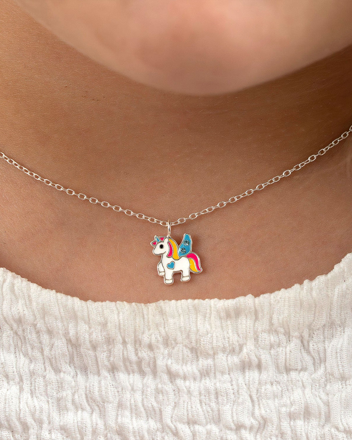 Sterling Silver Necklace Kids Unicorn Sterling Silver Necklace Noa & Nellie Unicorn Necklace for Kids – Sterling Silver Pendant with Crystals – Magical Children’s Jewellery