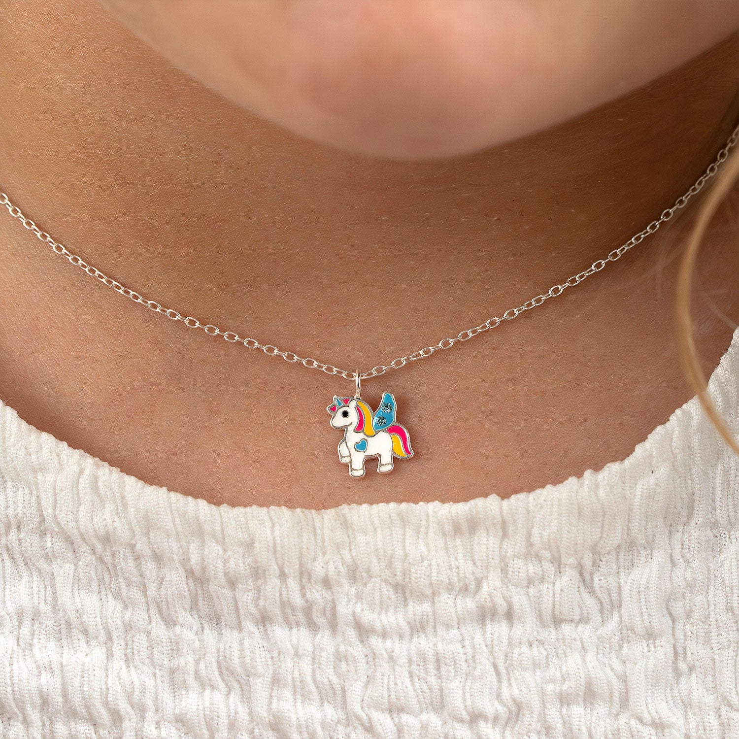 Sterling Silver Necklace Kids Unicorn Sterling Silver Necklace Noa & Nellie Unicorn Necklace for Kids – Sterling Silver Pendant with Crystals – Magical Children’s Jewellery