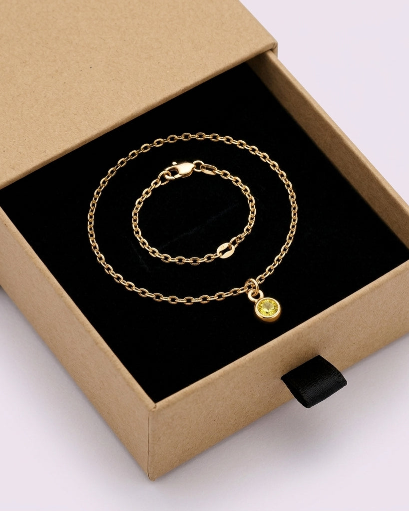 November Birthstone Bracelet | Topaz, Gold & Silver