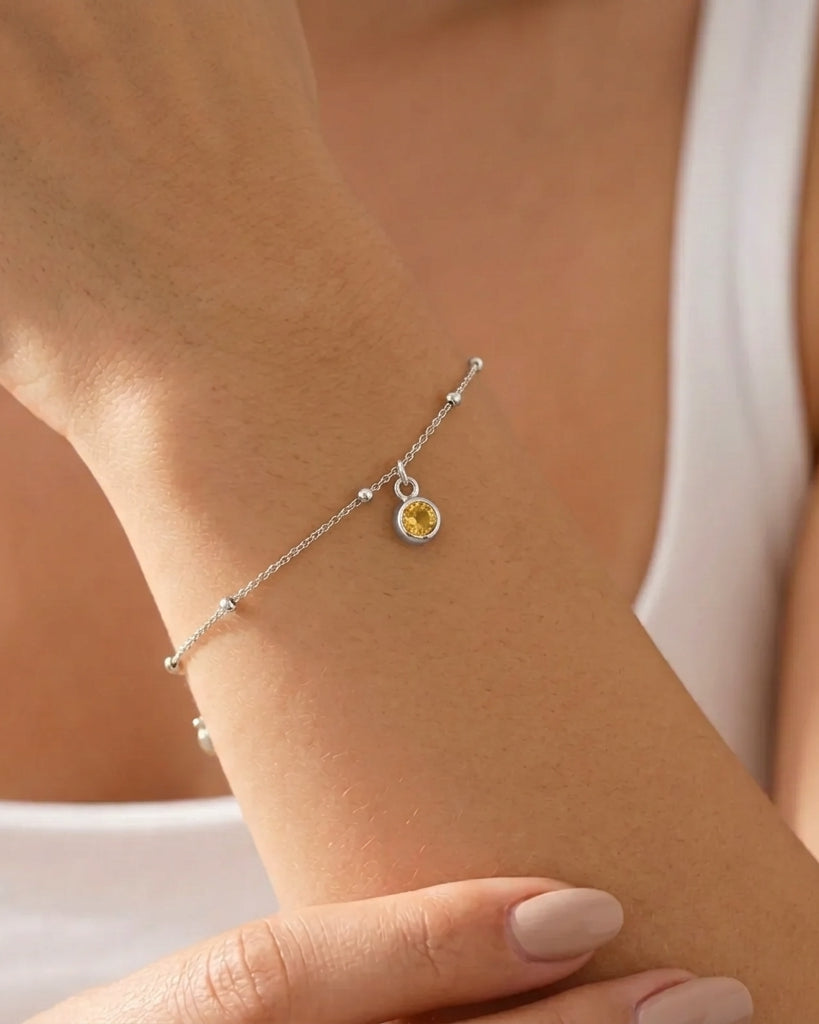 November Birthstone Bracelet | Topaz, Gold & Silver
