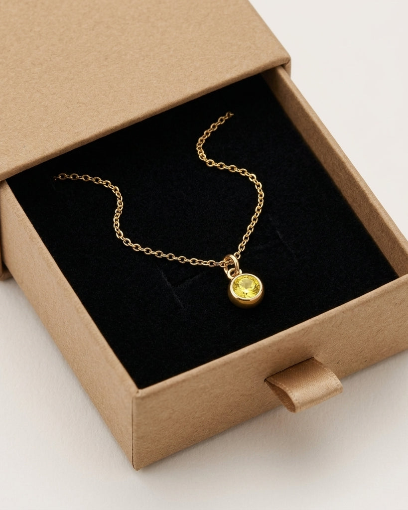 November Birthstone Necklace | Topaz, Gold & Silver