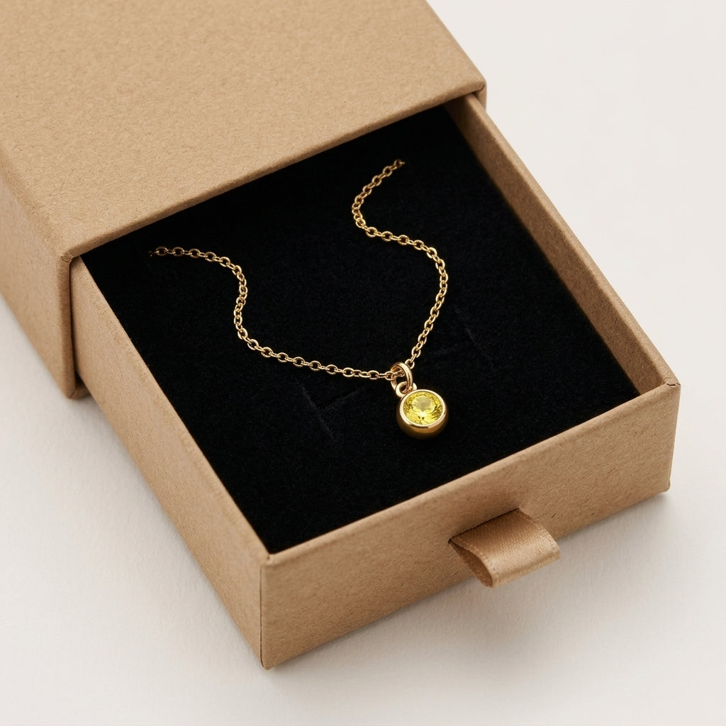 November Birthstone Necklace | Topaz, Gold & Silver