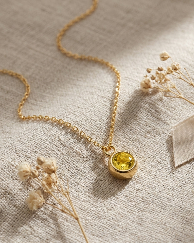 November Birthstone Necklace | Topaz, Gold & Silver