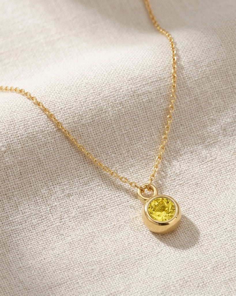 November Birthstone Necklace | Topaz, Gold & Silver