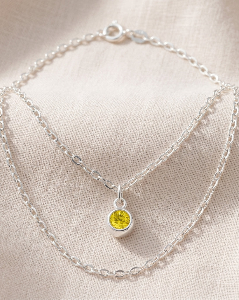 November Birthstone Necklace | Topaz, Gold & Silver