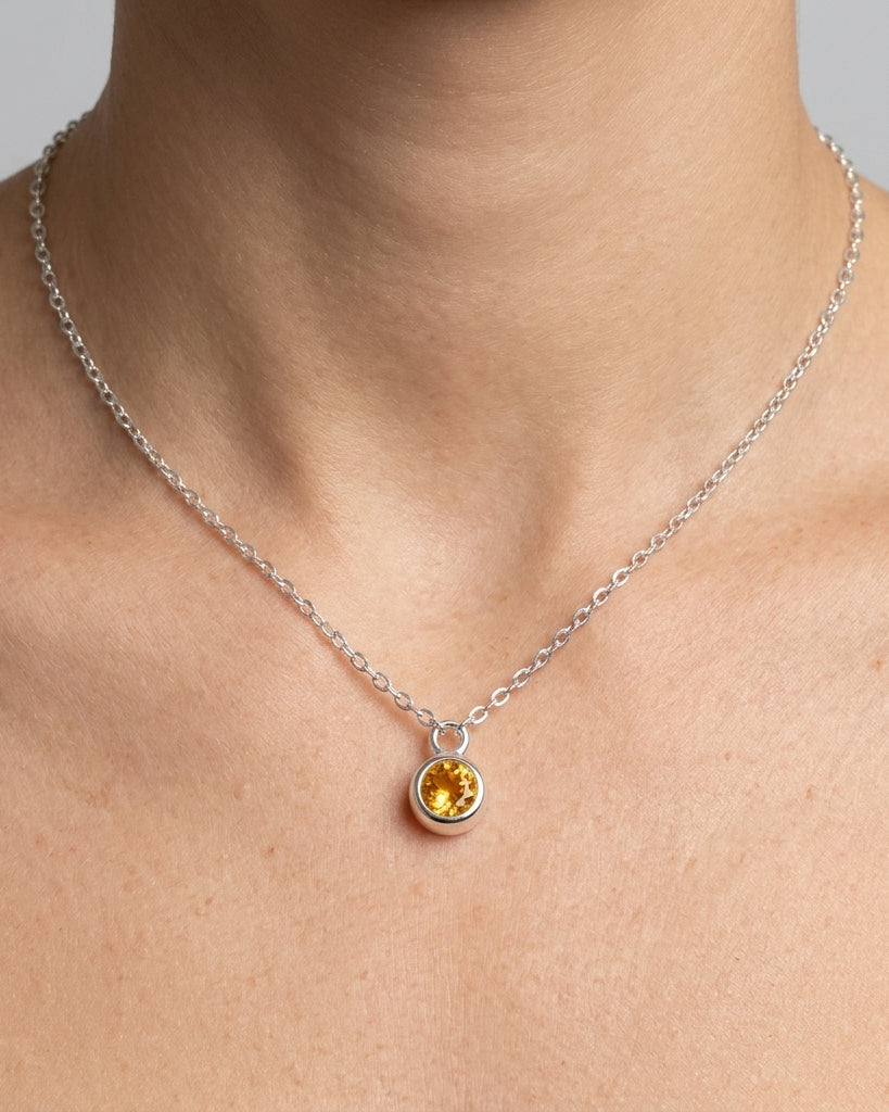 November Birthstone Necklace | Topaz, Gold & Silver