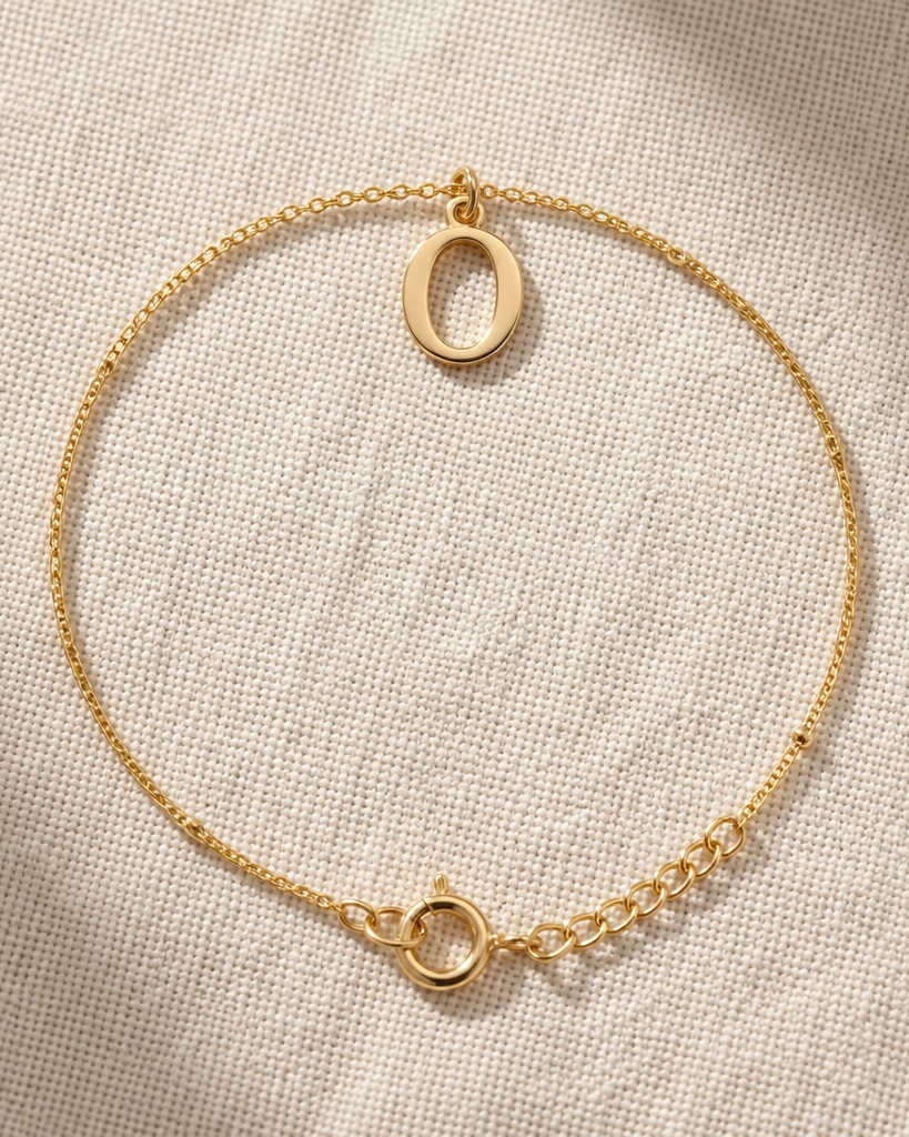 O Bracelet | Initial & Letter O Charm, Gold & Silver