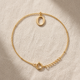 O Bracelet | Initial & Letter O Charm, Gold & Silver
