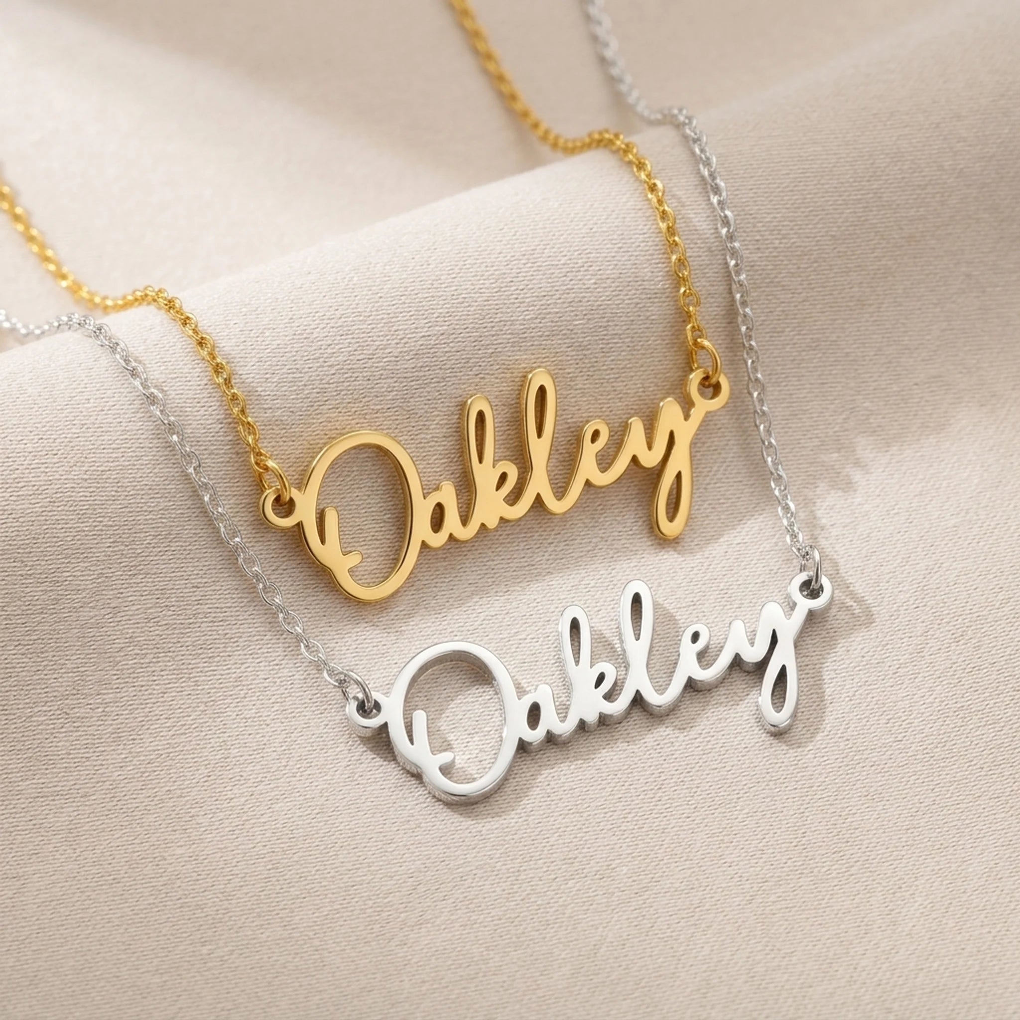 Oakley Name Necklace | 18ct Gold, Silver & Vermeil | Ready to Ship