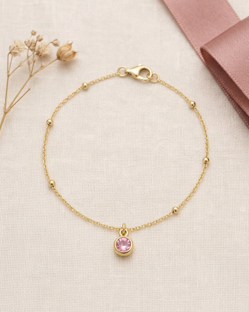 October Birthstone Bracelet | Rose, Gold & Silver