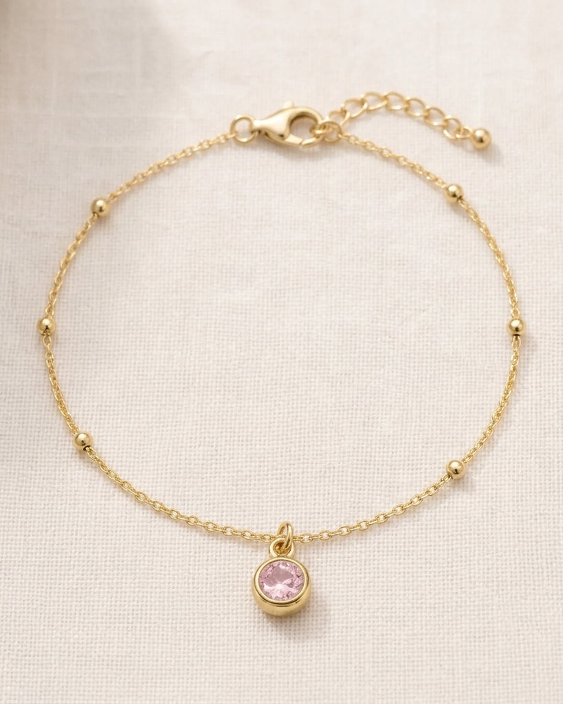 October Birthstone Bracelet | Rose, Gold & Silver