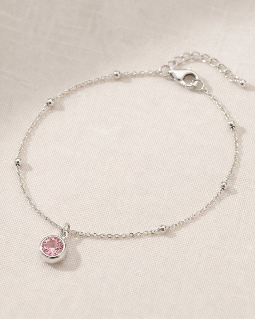 October Birthstone Bracelet | Rose, Gold & Silver