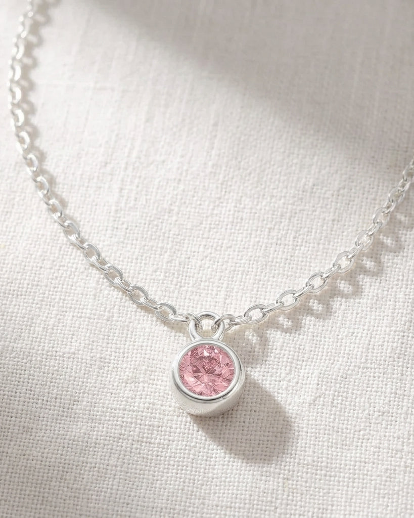 October Birthstone Necklace | Rose, Gold & Silver