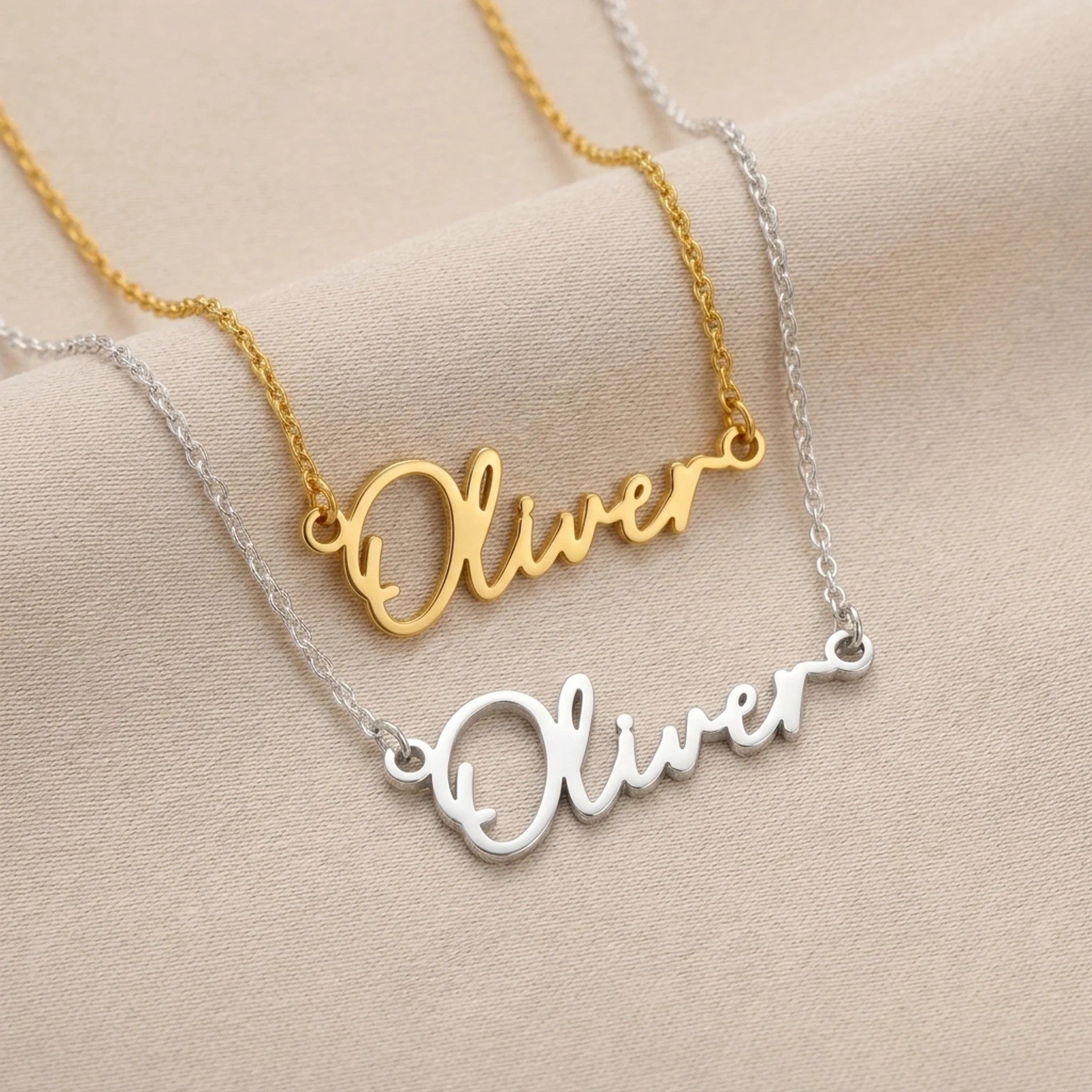 Oliver Name Necklace | 18ct Gold, Silver & Vermeil | Ready to Ship