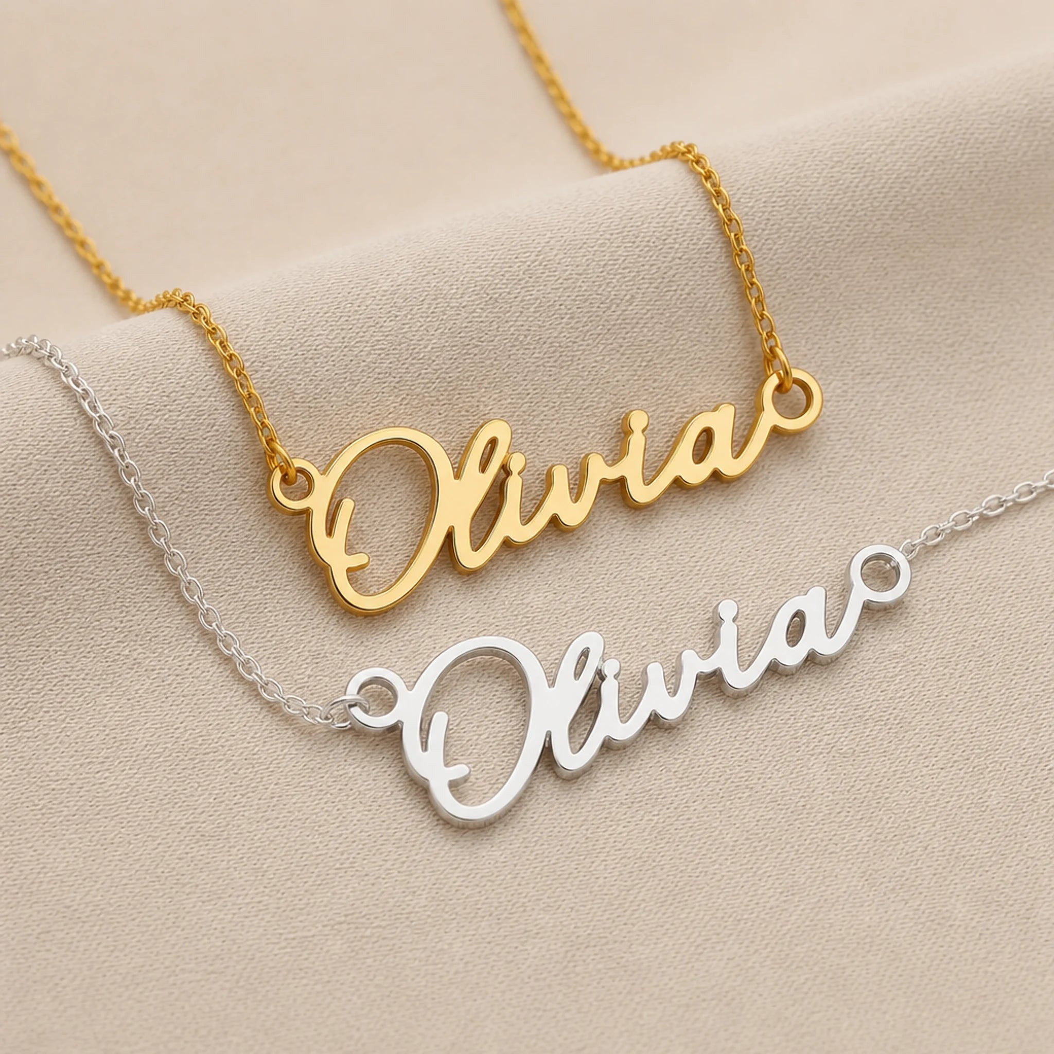 Olivia Name Necklace | 18ct Gold, Silver & Vermeil | Ready to Ship