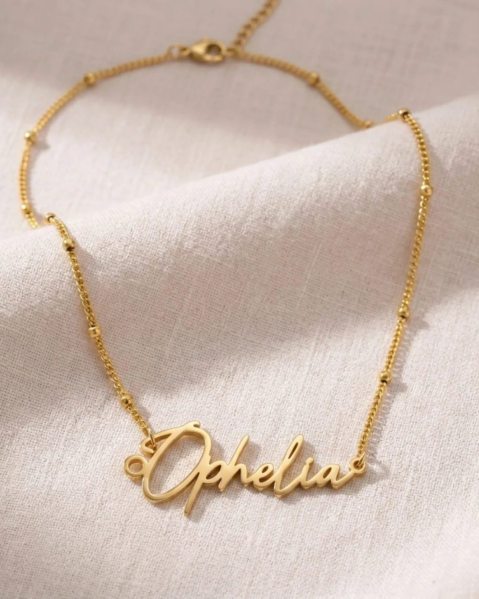 Ophelia Name Necklace | 18ct Gold, Silver & Vermeil | Ready to Ship