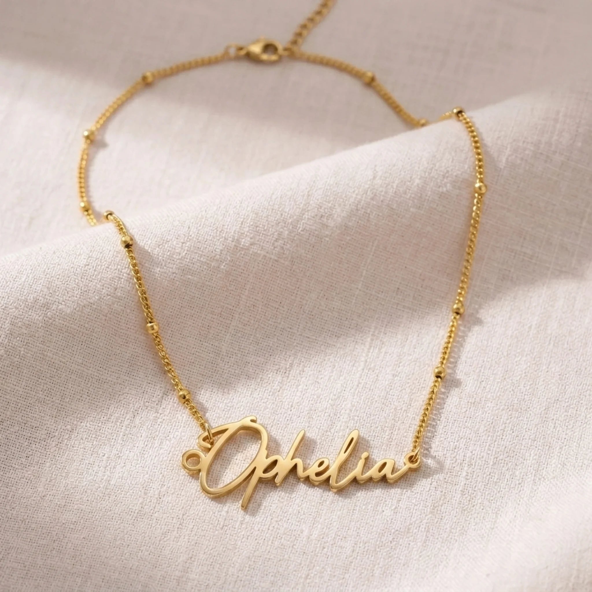 Ophelia Name Necklace | 18ct Gold, Silver & Vermeil | Ready to Ship