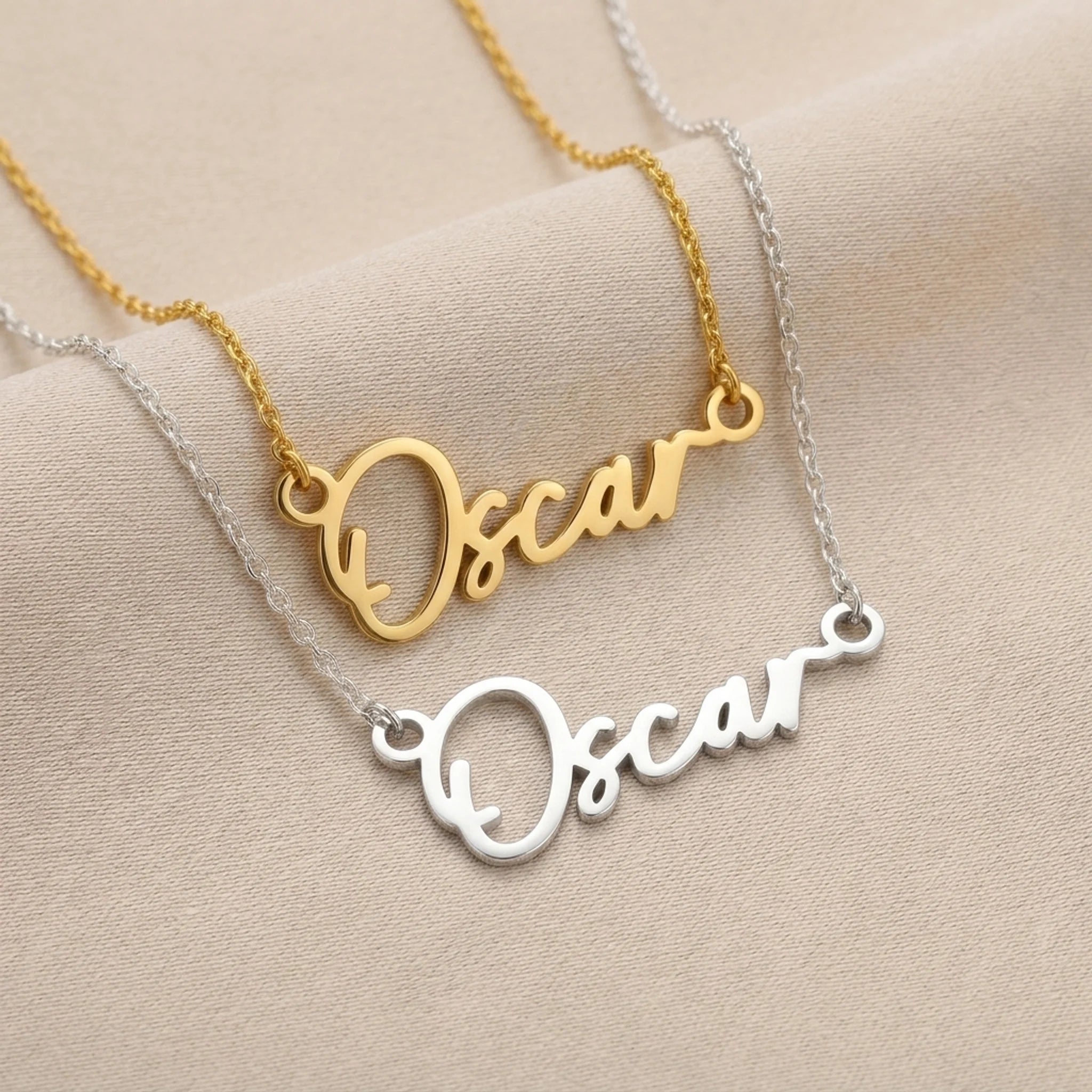 Oscar Name Necklace | 18ct Gold, Silver & Vermeil | Ready to Ship