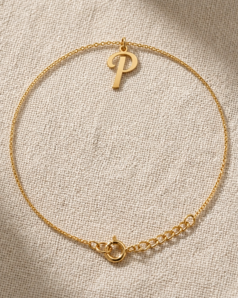 P Bracelet | Initial & Letter P Charm, Gold & Silver