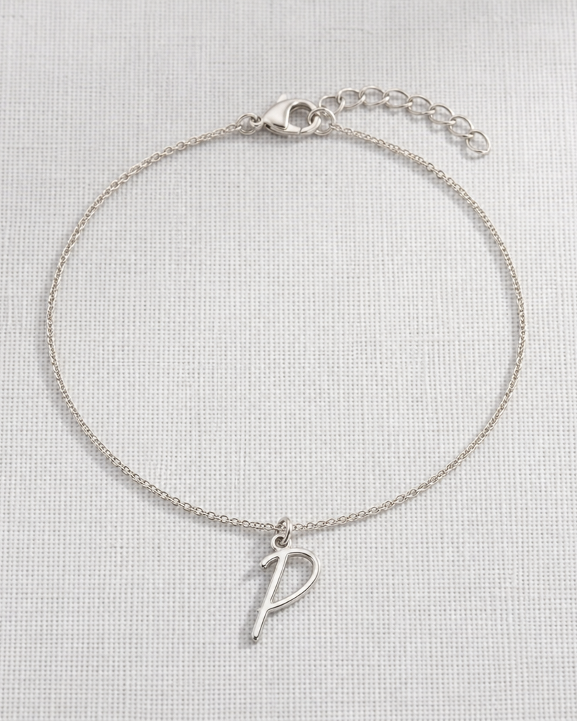 P Bracelet | Initial & Letter P Charm, Gold & Silver