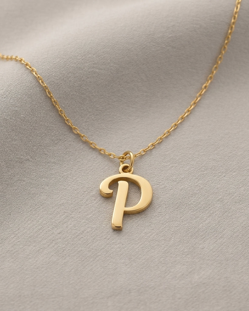 P Necklace | Initial & Letter P Pendant, Gold & Silver