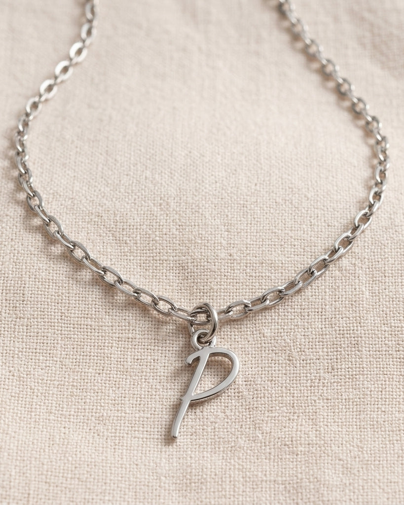 P Necklace | Initial & Letter P Pendant, Gold & Silver