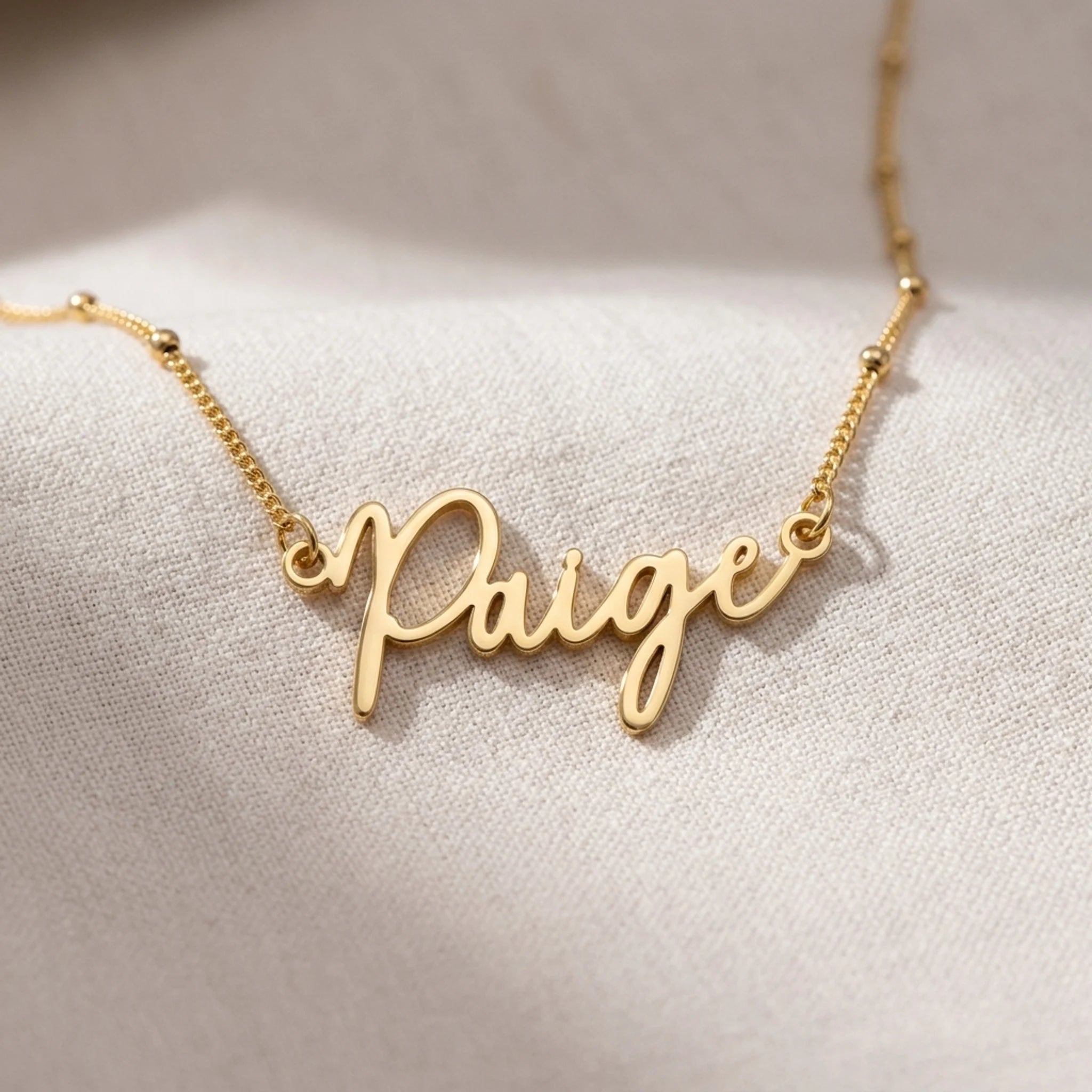 Paige Name Necklace | 18ct Gold, Silver & Vermeil | Ready to Ship