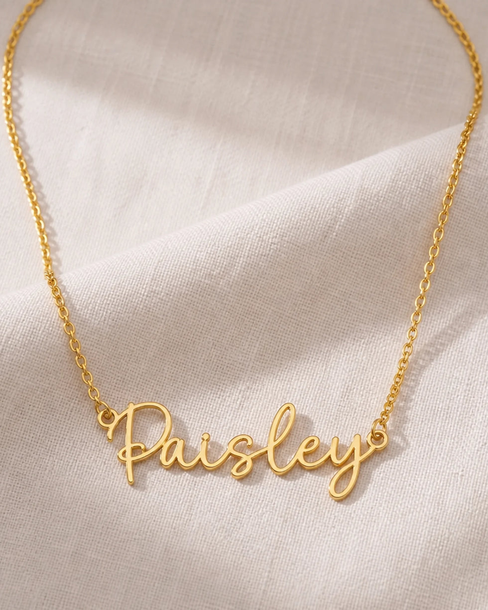 Paisley Name Necklace | 18ct Gold, Silver & Vermeil | Ready to Ship