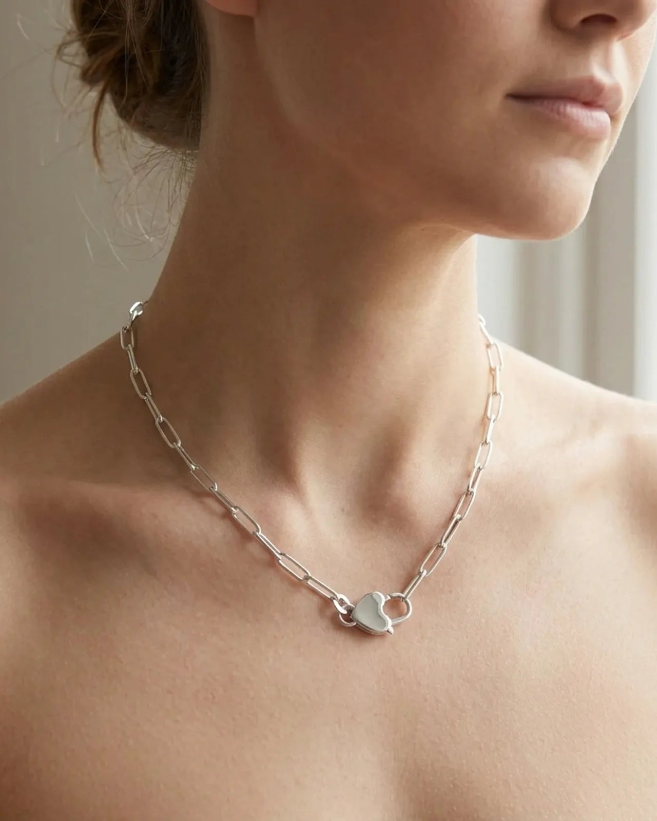 Paperclip Chain with Heart Padlock