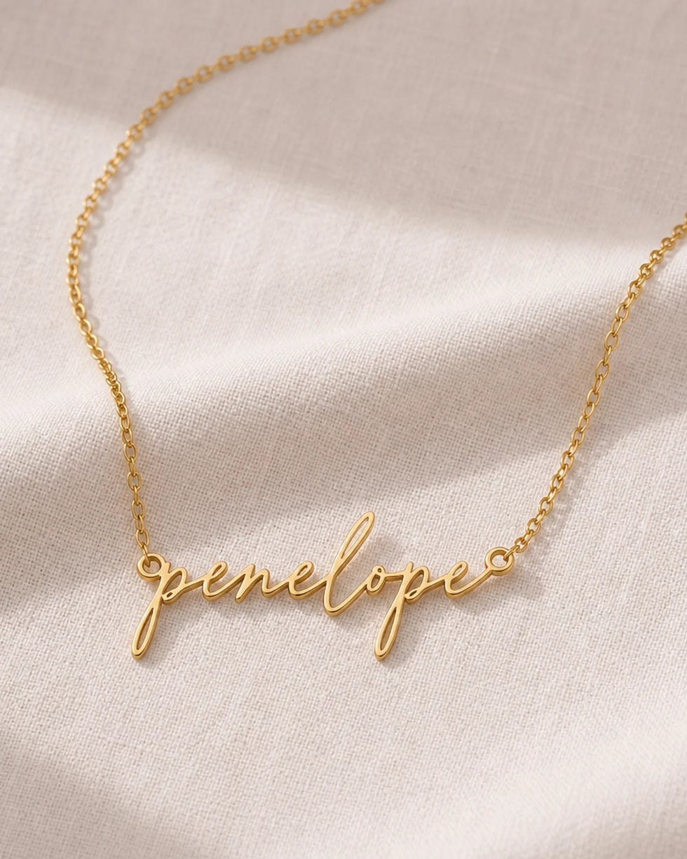 Penelope Name Necklace | 18ct Gold, Silver & Vermeil | Ready to Ship