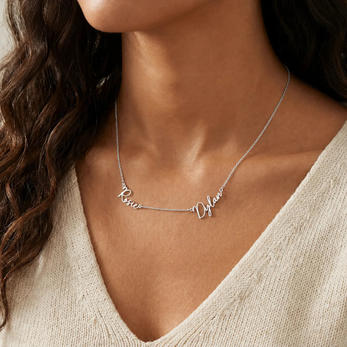 Personalised Double Name Necklace | Two Name Necklace | HBD