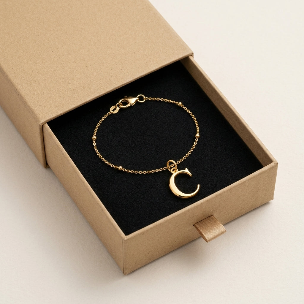 Initial Bracelet | Any Letter, 4 Styles | Gold, Silver & Platinum