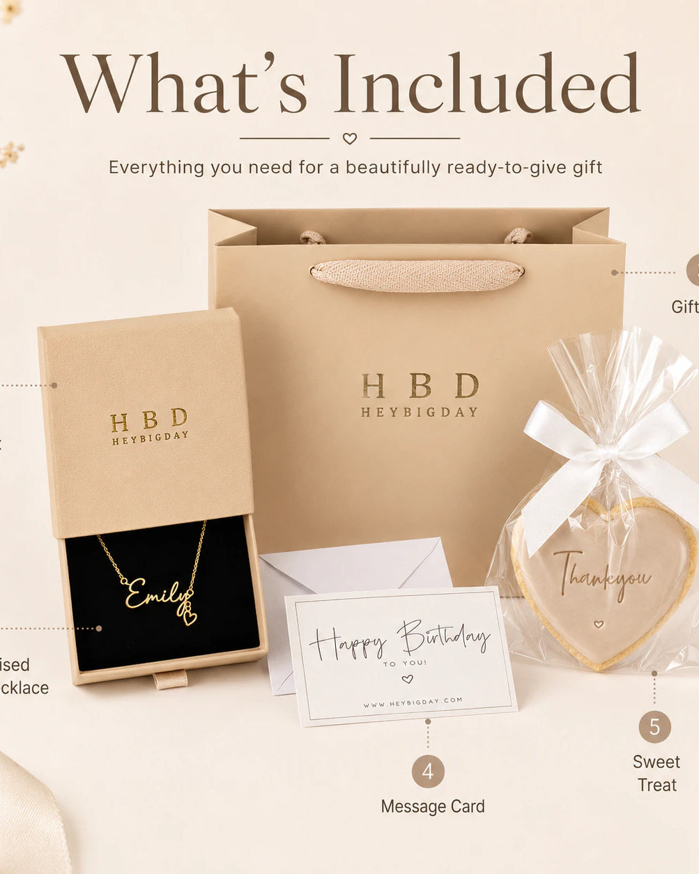 Personalised Name Necklace Gift Set with Cookie & Card