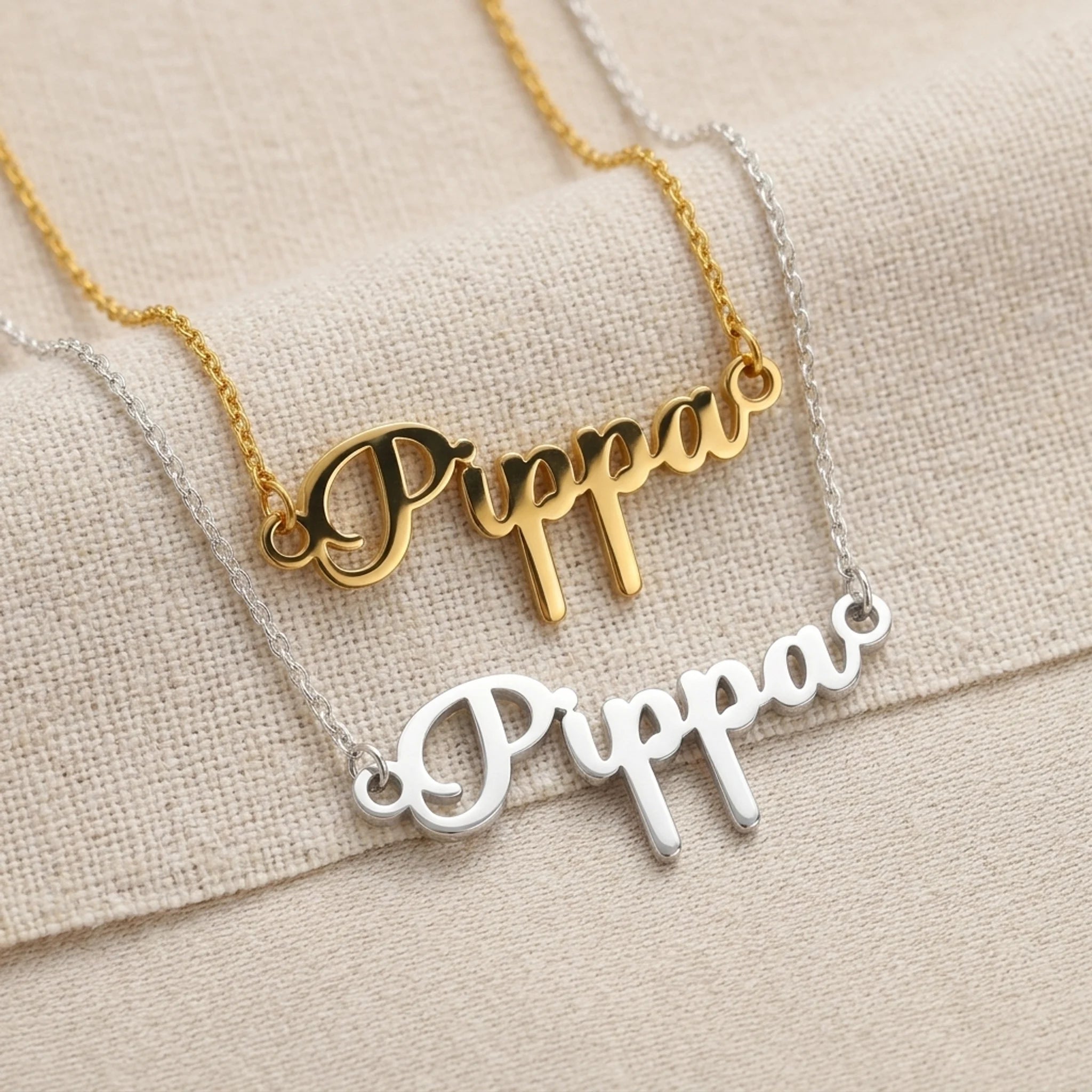 Pippa Name Necklace | 18ct Gold, Silver & Vermeil | Ready to Ship