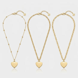 Plain Heart Charm Necklace & Bracelet