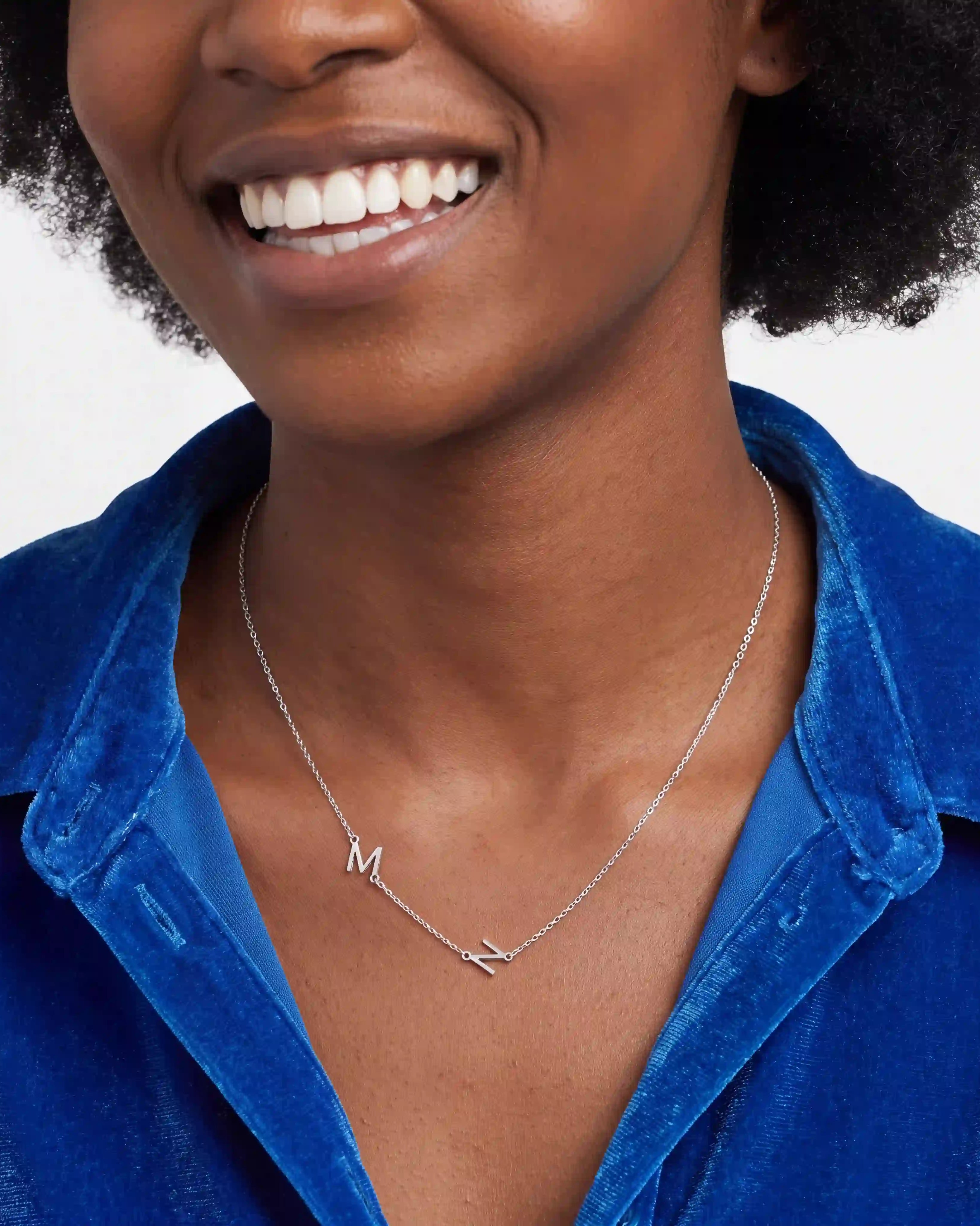 Double Sideways Initial Necklace in Gold or Silver