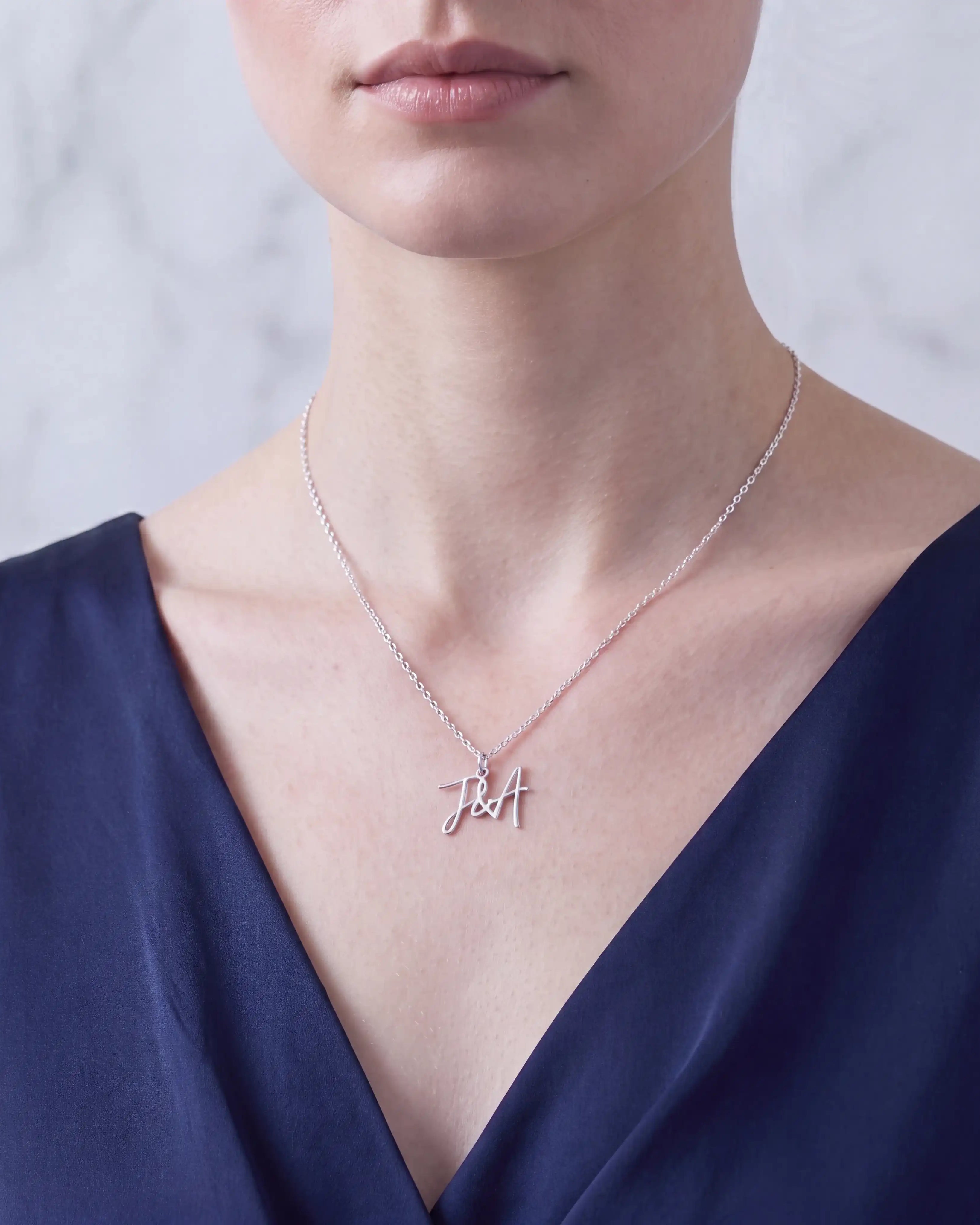 Personalised Double Initial Necklace with Ampersand – Gold & Silver
