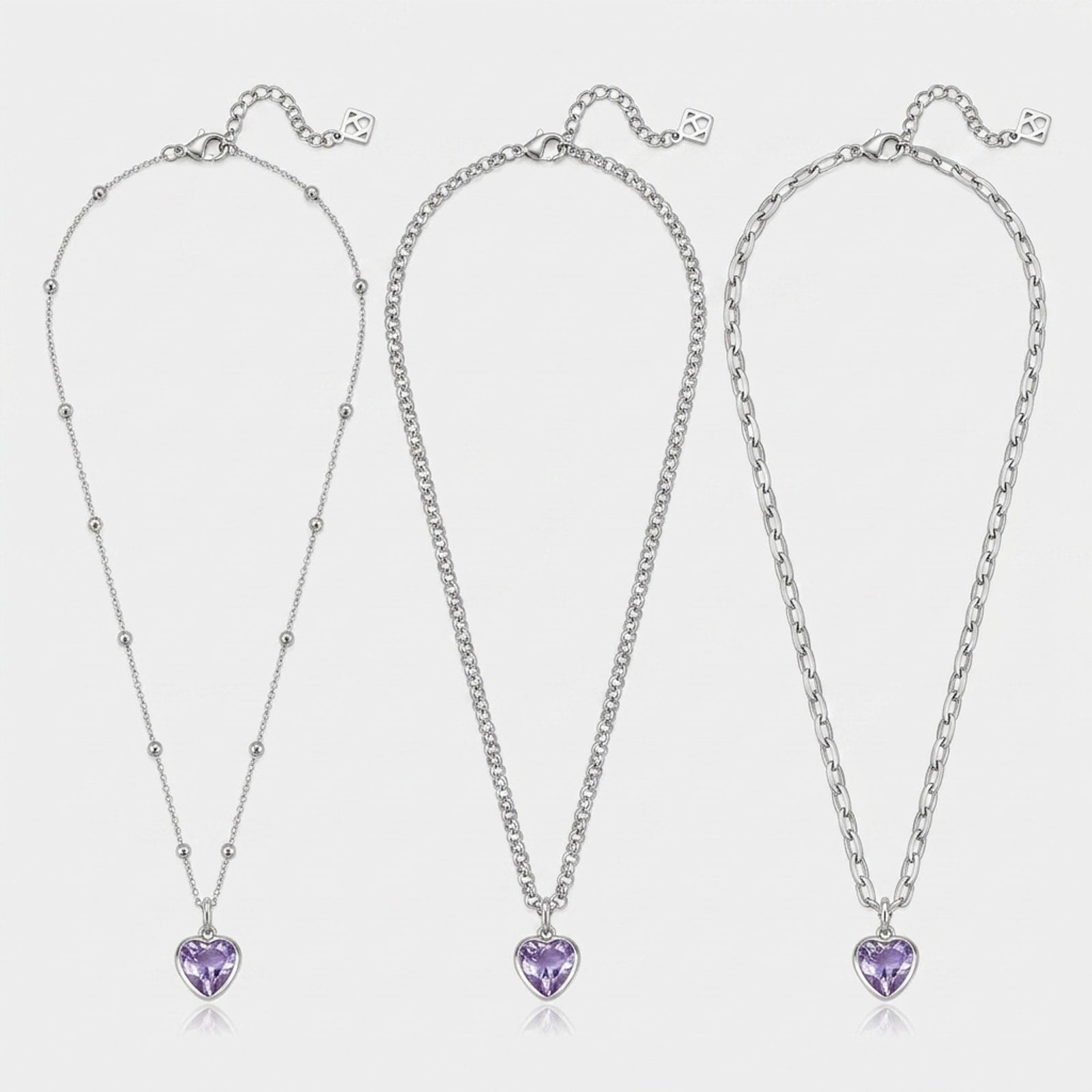 Purple Heart Charm Necklace & Bracelet