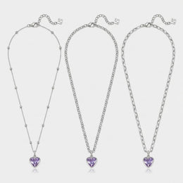 Purple Heart Charm Necklace & Bracelet