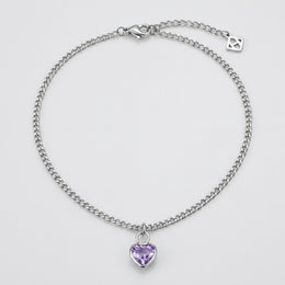Purple Heart Charm Necklace & Bracelet