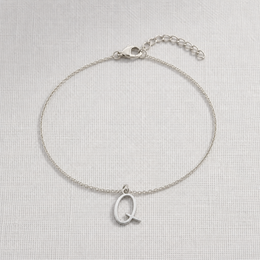 Q Bracelet | Initial & Letter Q Charm, Gold & Silver