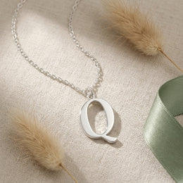 Q Necklace | Initial & Letter Q Pendant, Gold & Silver