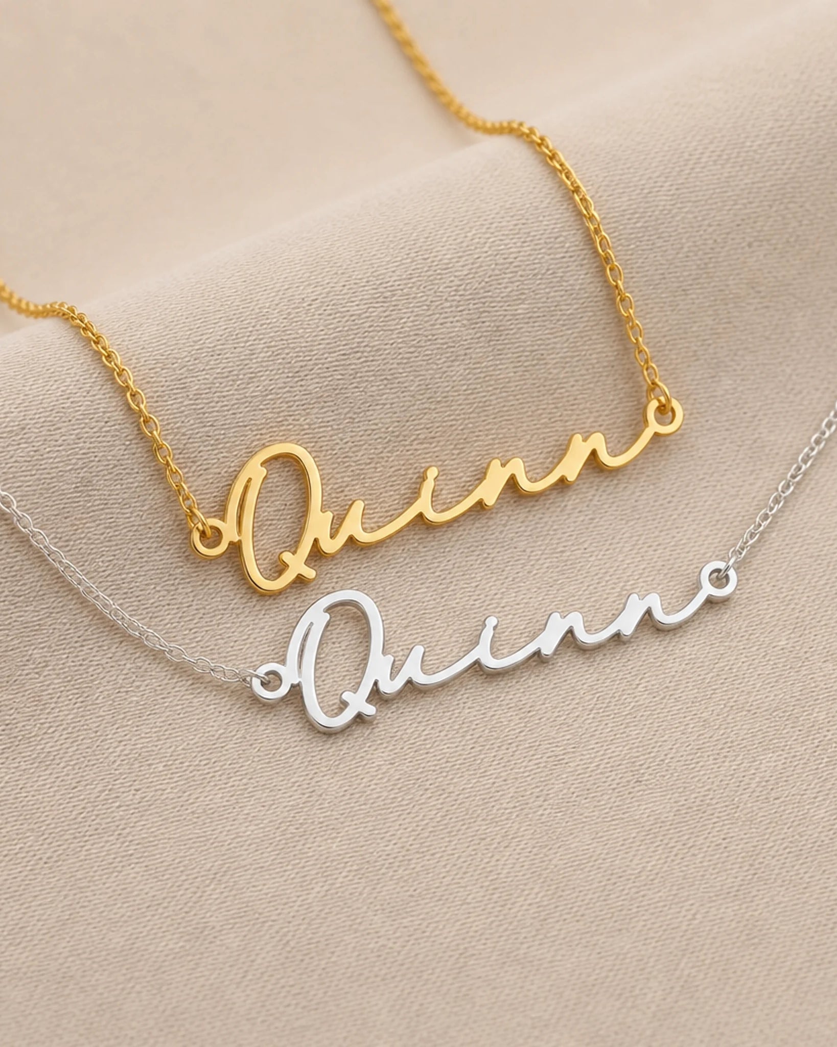 Quinn Name Necklace | 18ct Gold, Silver & Vermeil | Ready to Ship